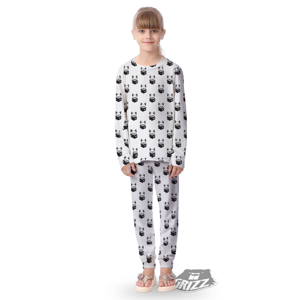 Reading Book French Bulldog Print Kid's Pajamas-grizzshop