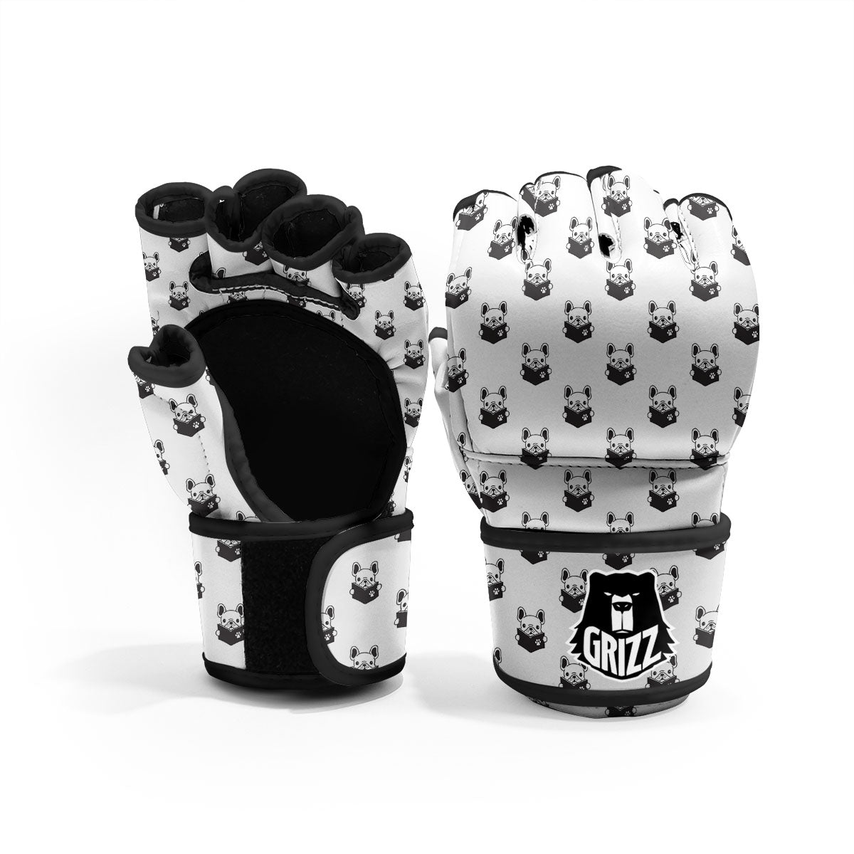 Reading Book French Bulldog Print MMA Gloves-grizzshop