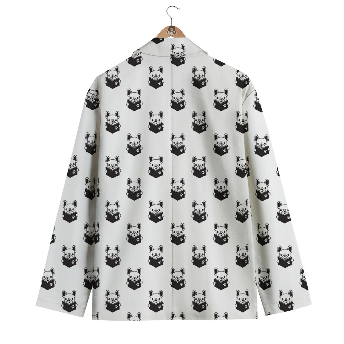 Reading Book French Bulldog Print Men's Blazer-grizzshop