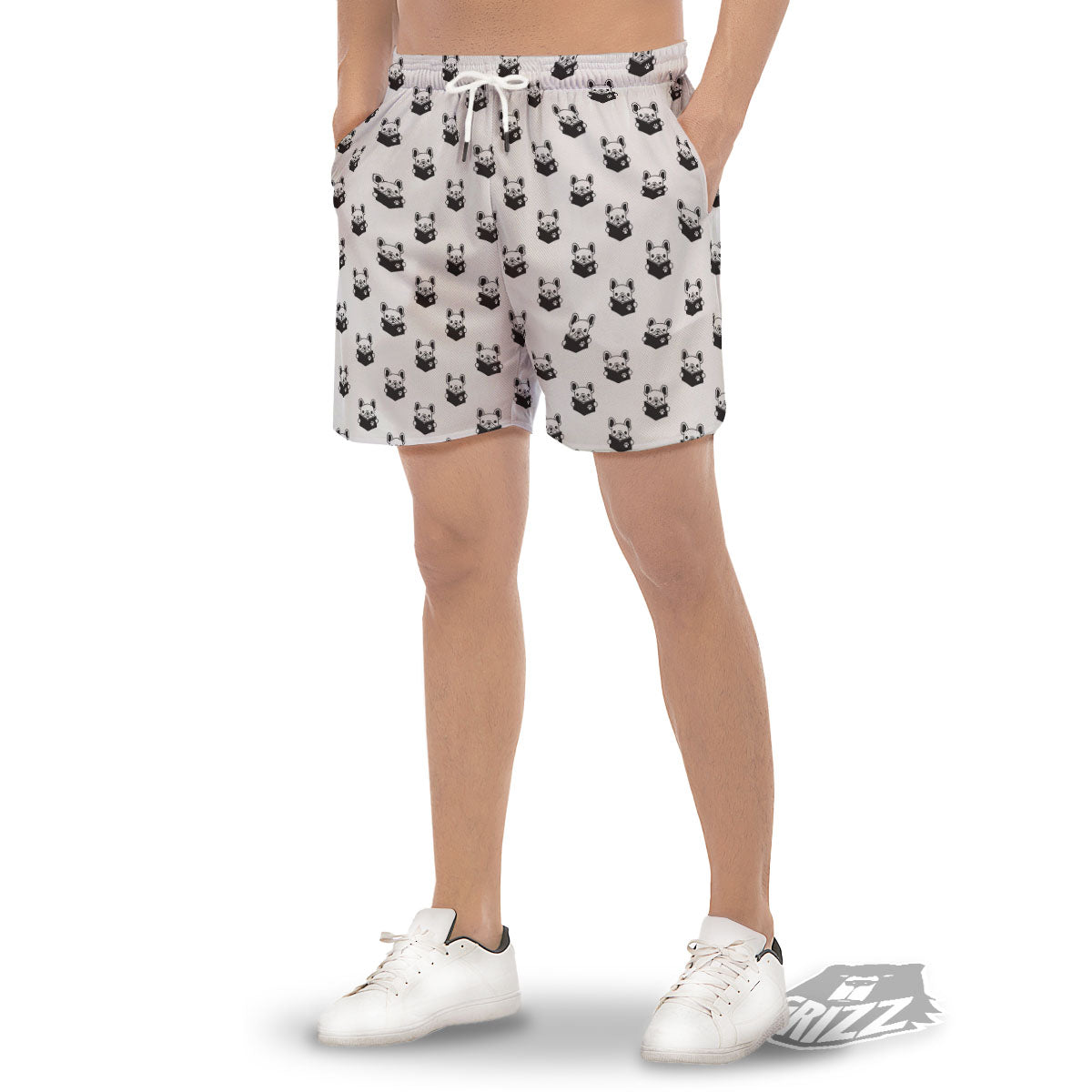 Reading Book French Bulldog Print Men's Gym Shorts-grizzshop