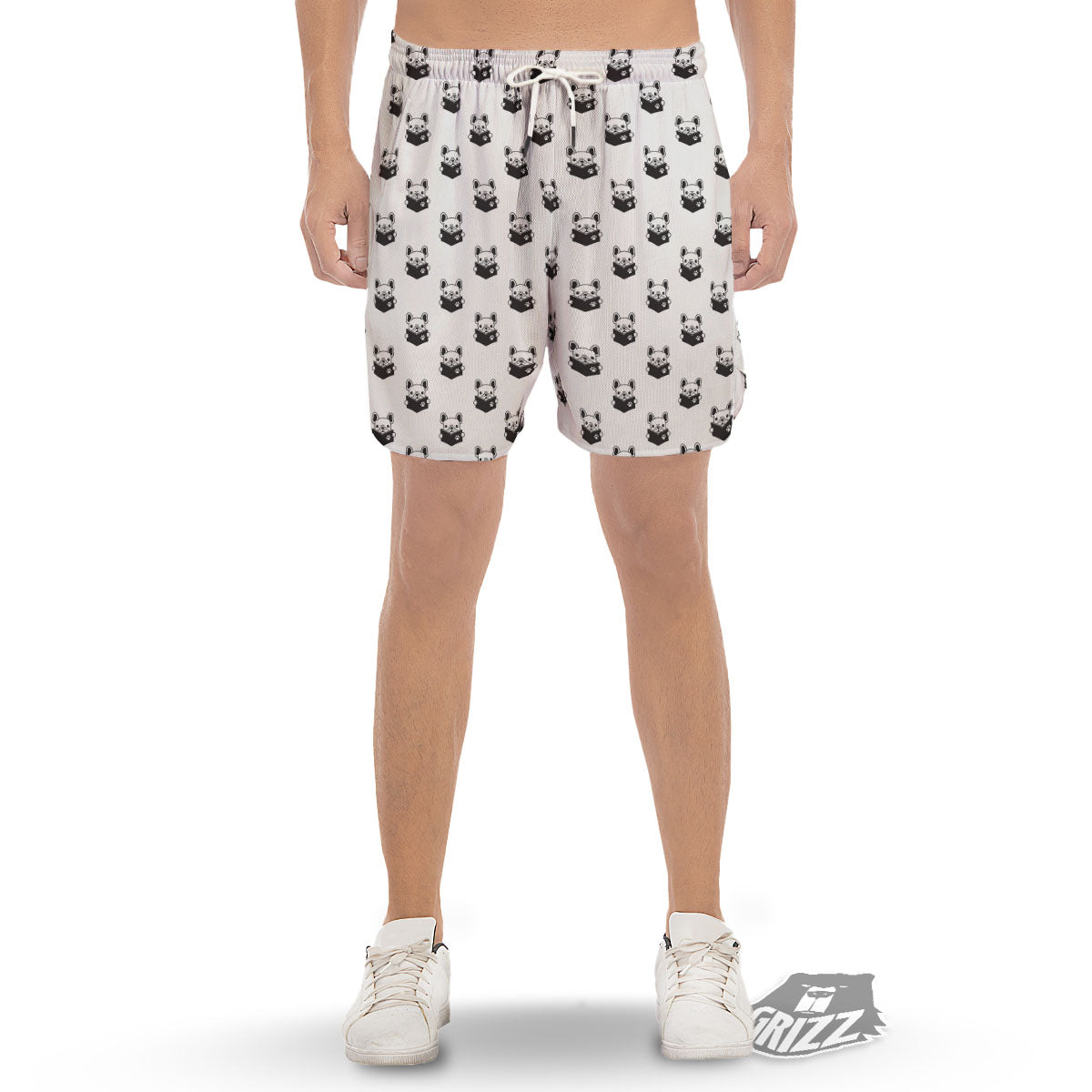 Reading Book French Bulldog Print Men's Gym Shorts-grizzshop