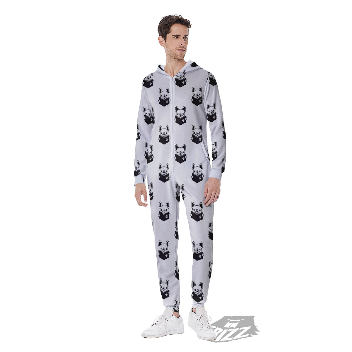 Reading Book French Bulldog Print Men's Jumpsuit-grizzshop