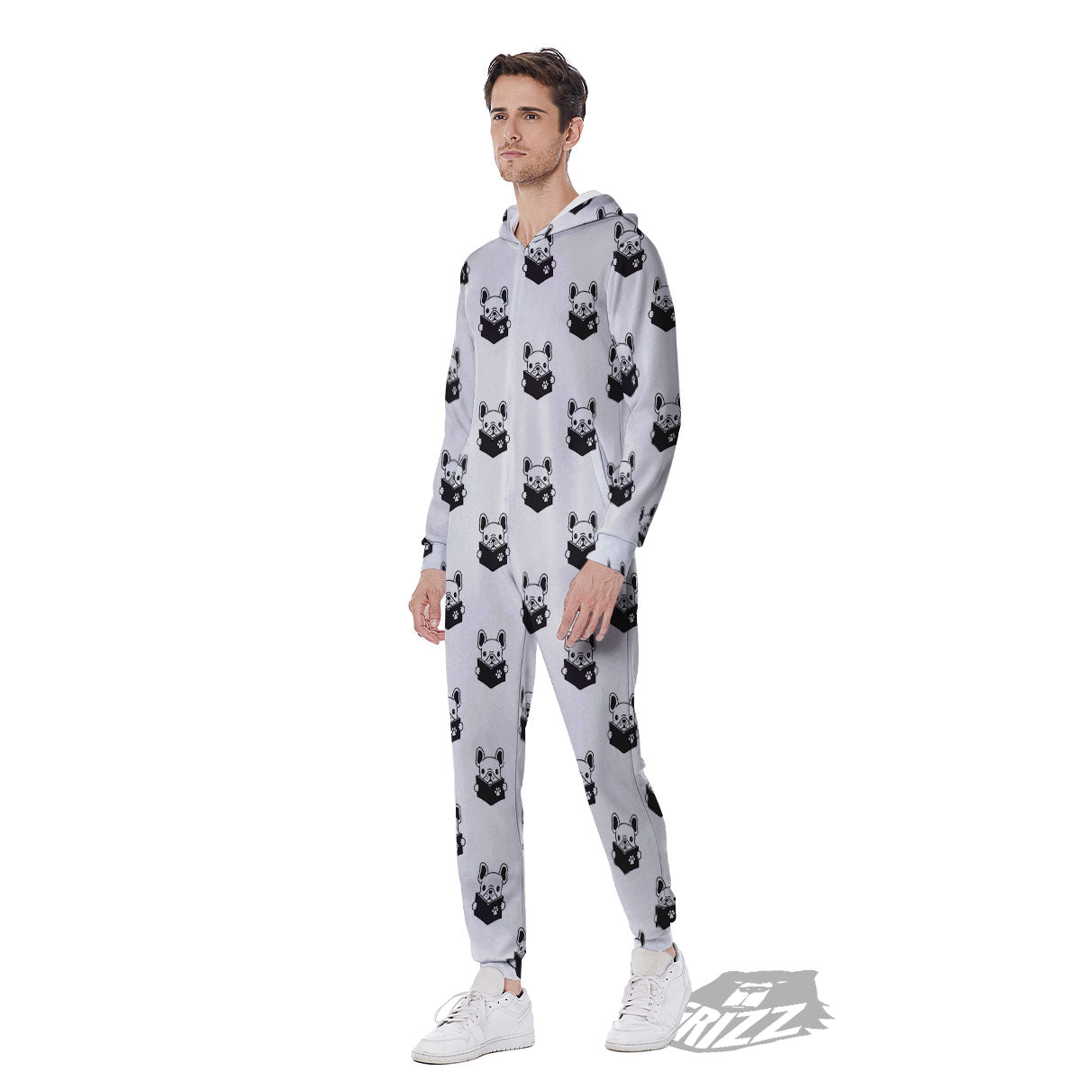 Reading Book French Bulldog Print Men's Jumpsuit-grizzshop