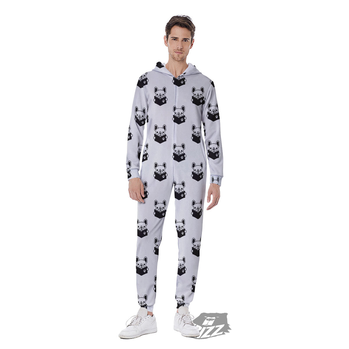 Reading Book French Bulldog Print Men's Jumpsuit-grizzshop