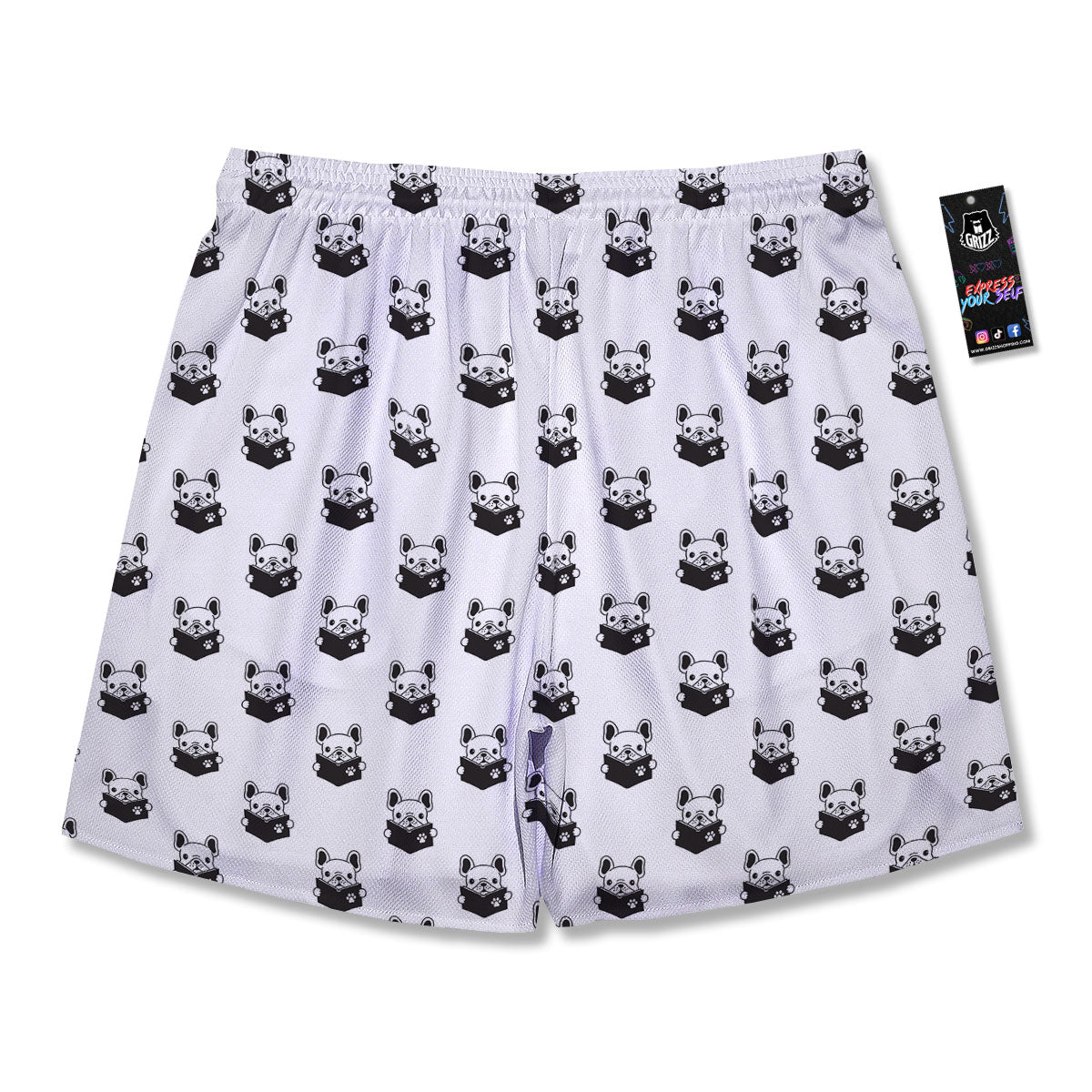 Reading Book French Bulldog Print Men's Running Shorts-grizzshop