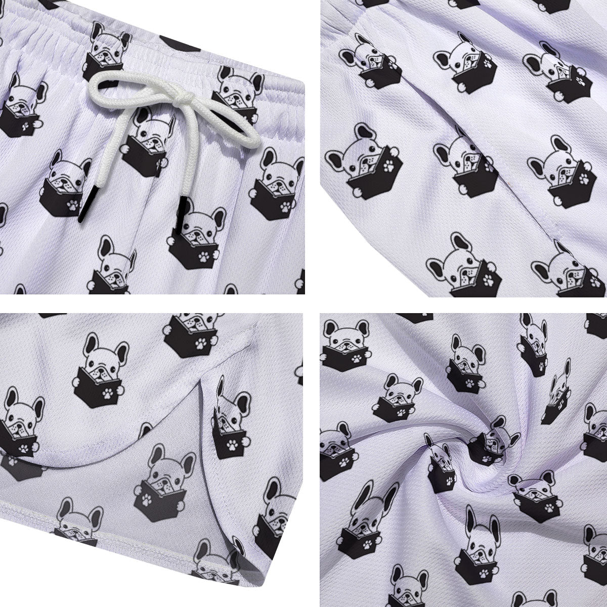 Reading Book French Bulldog Print Men's Running Shorts-grizzshop
