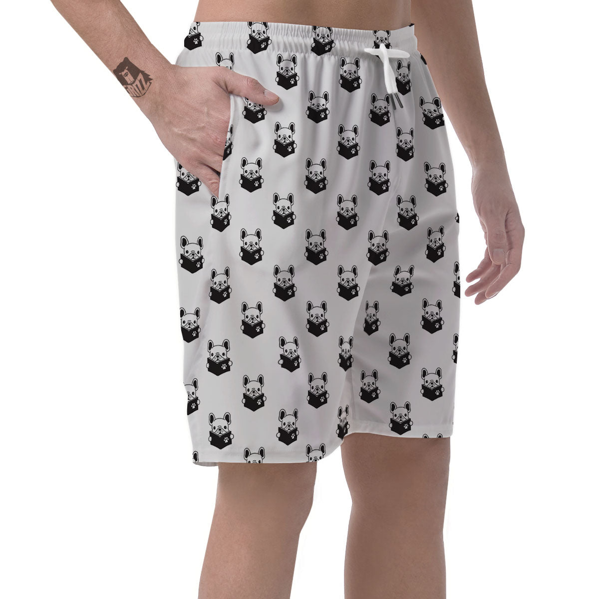 Reading Book French Bulldog Print Men's Shorts-grizzshop