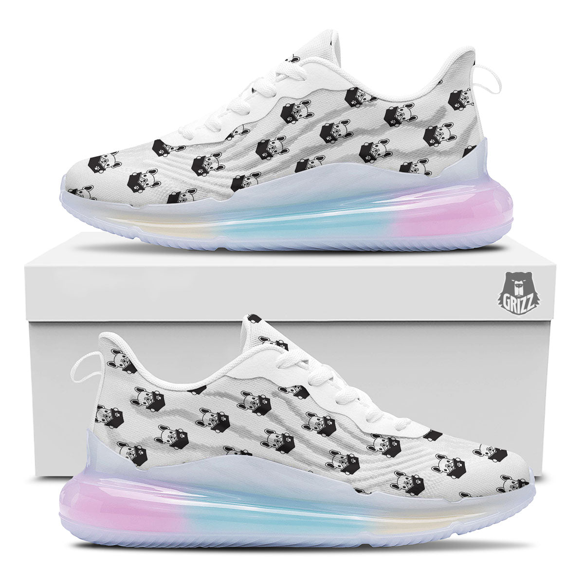 Reading Book French Bulldog Print Running Sneakers-grizzshop
