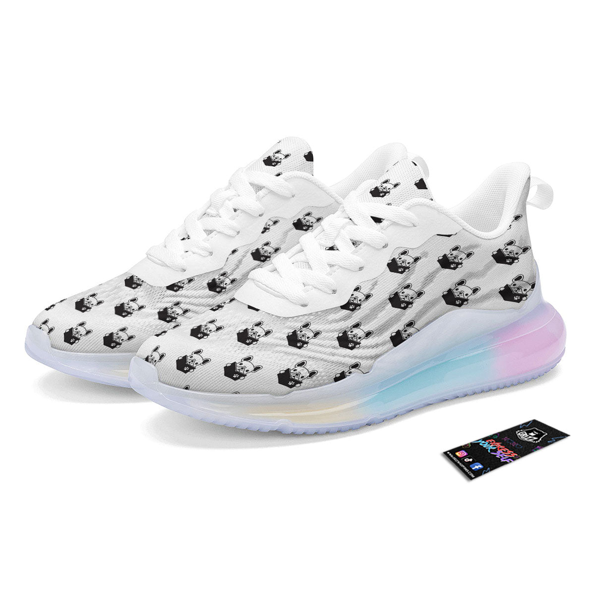 Reading Book French Bulldog Print Running Sneakers-grizzshop