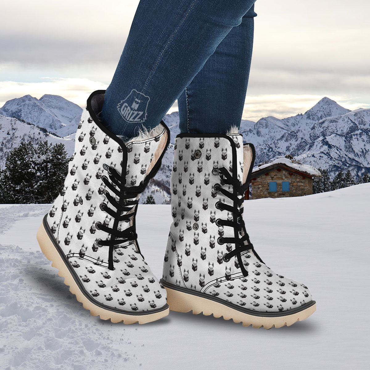 Reading Book French Bulldog Print Snow Boots-grizzshop