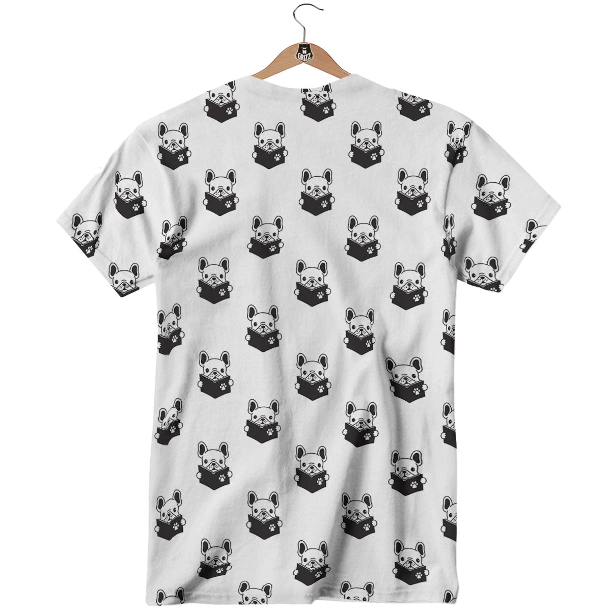 Reading Book French Bulldog Print T-Shirt-grizzshop