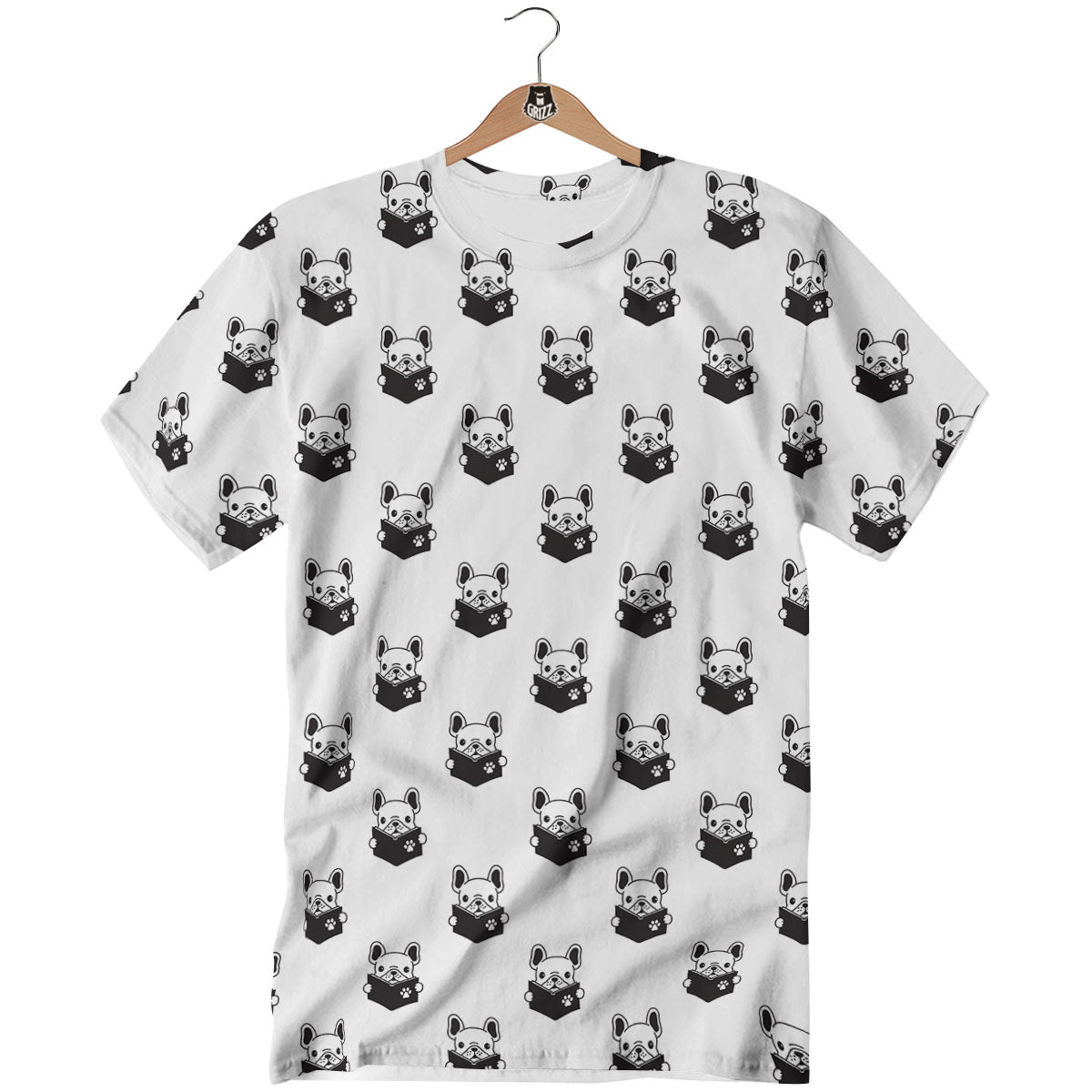 Reading Book French Bulldog Print T-Shirt-grizzshop