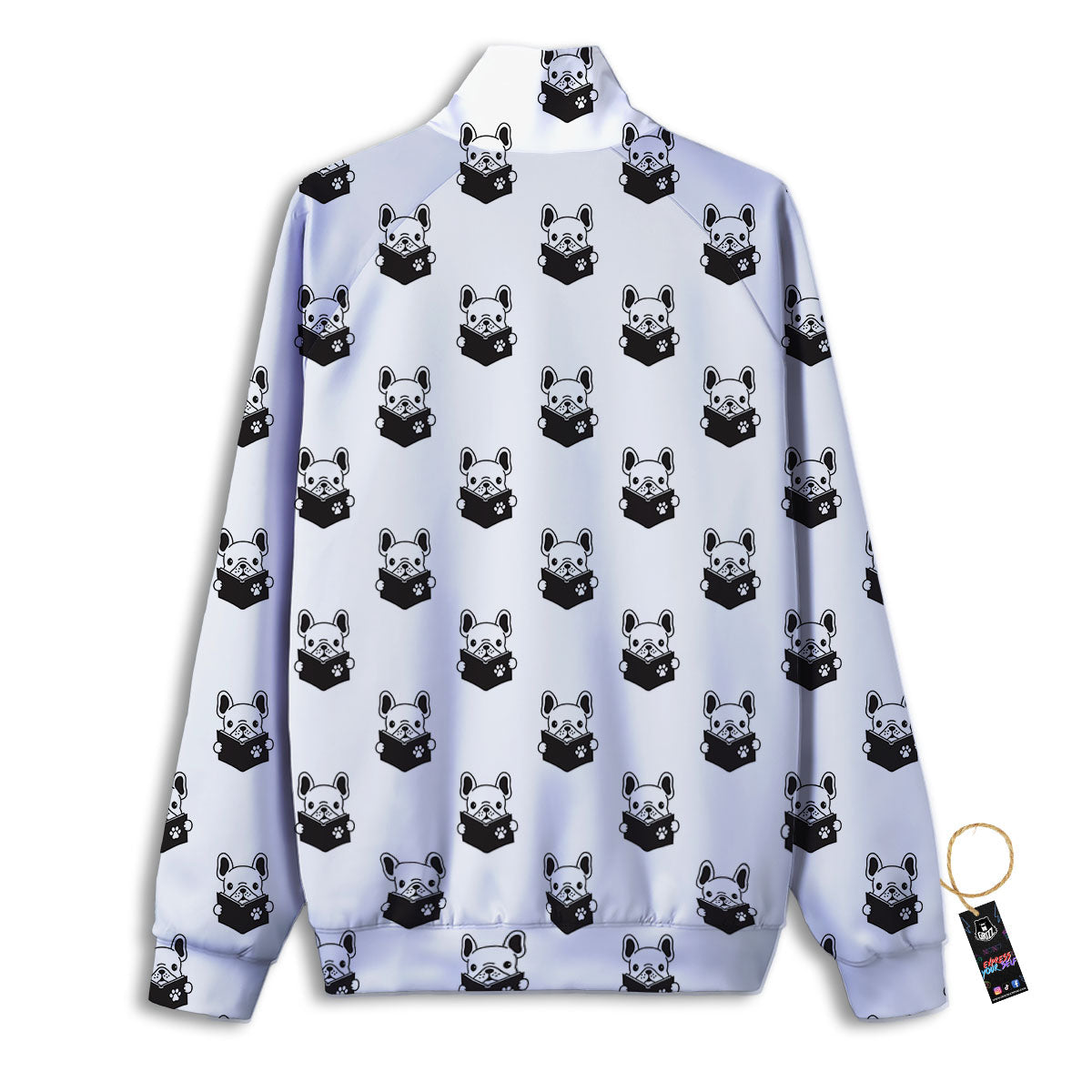 Reading Book French Bulldog Print Track Jacket-grizzshop