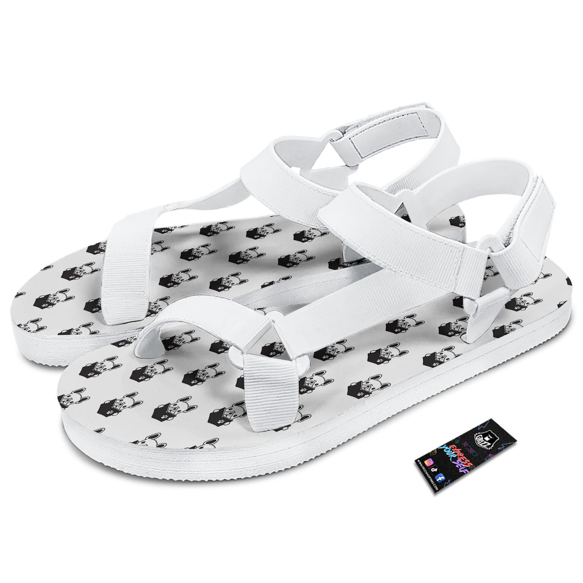 Reading Book French Bulldog Print White Open Toe Sandals-grizzshop