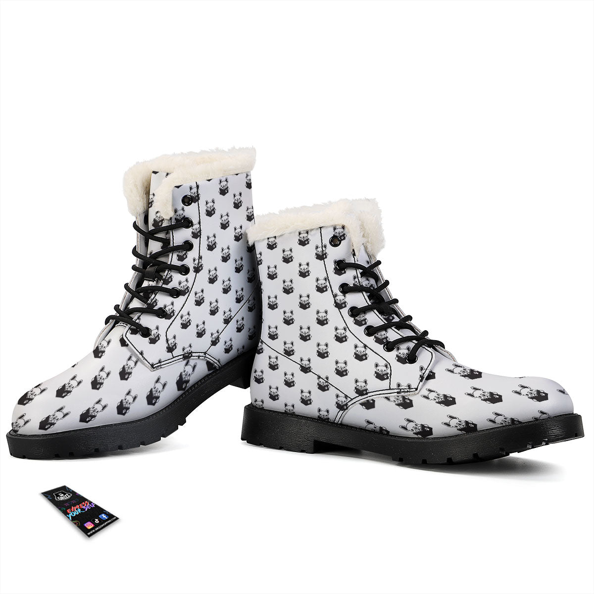 Reading Book French Bulldog Print Winter Boots-grizzshop