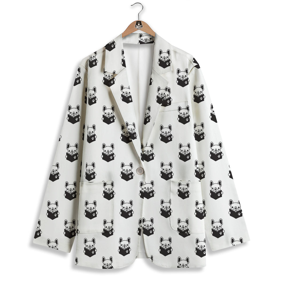 Reading Book French Bulldog Print Women's Blazer-grizzshop