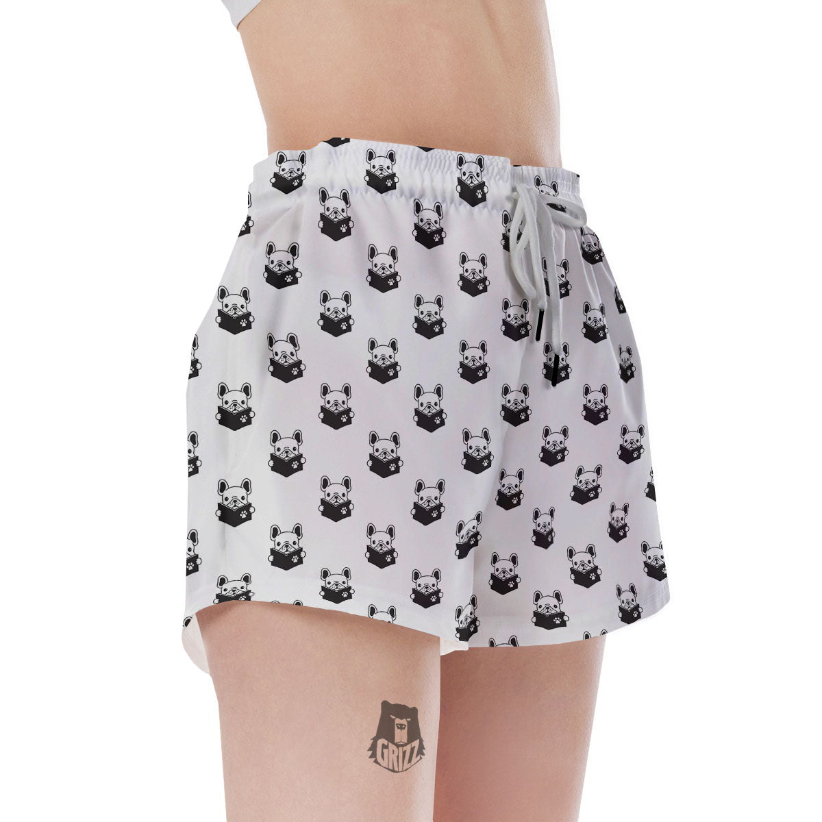Reading Book French Bulldog Print Women's Shorts-grizzshop