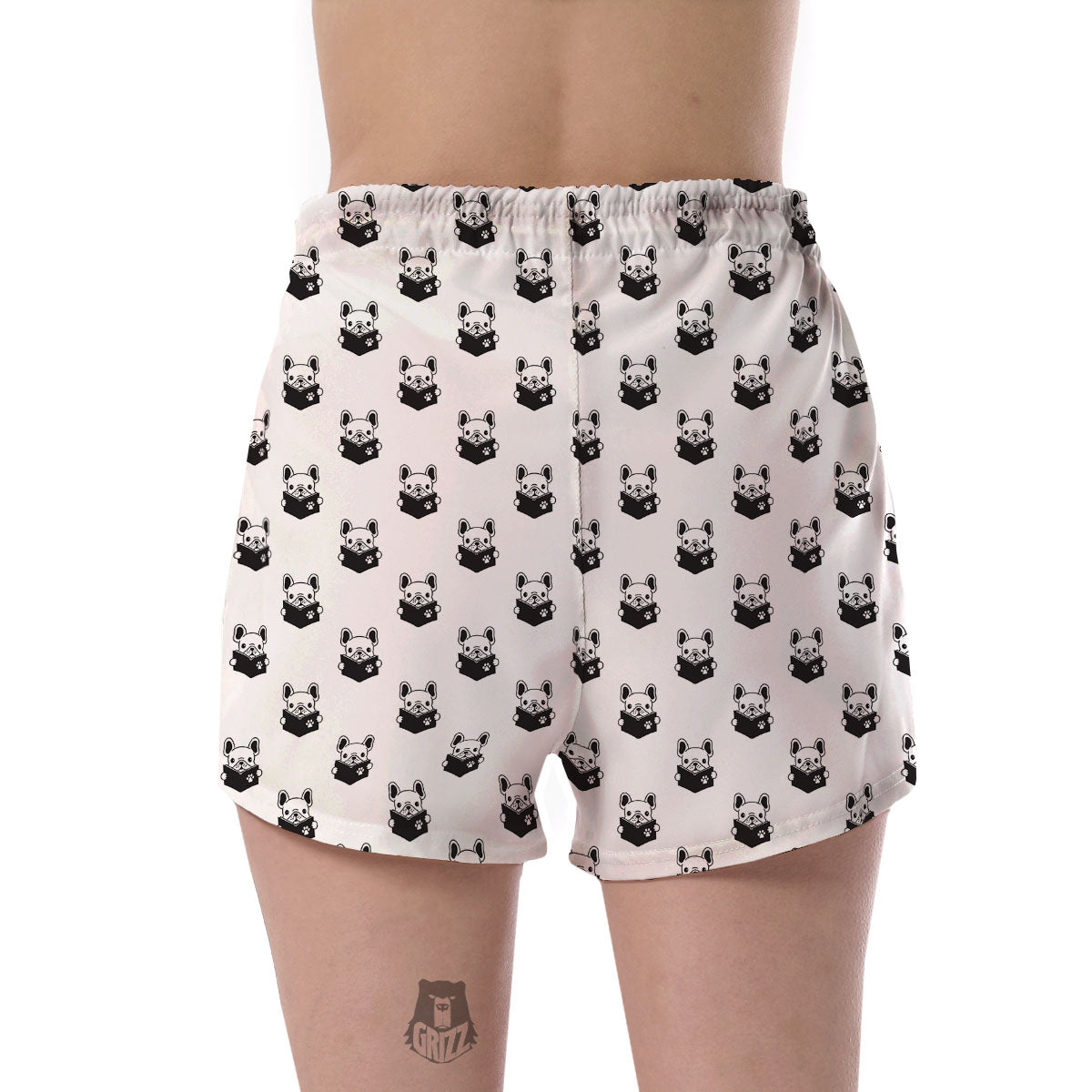 Reading Book French Bulldog Print Women's Shorts-grizzshop