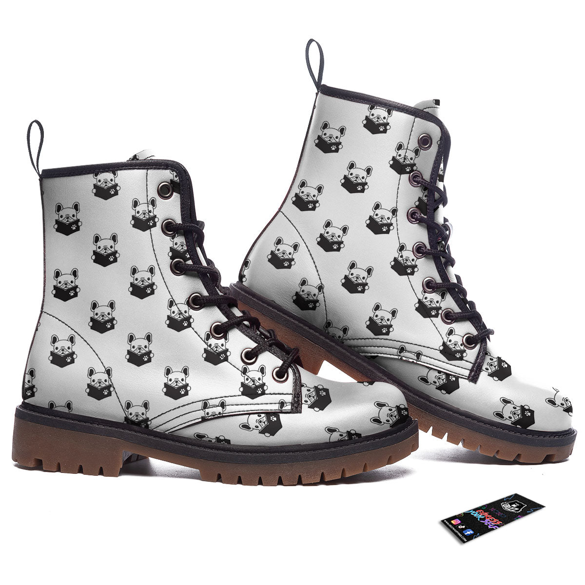 Reading Book French Bulldog Print Work Boots-grizzshop