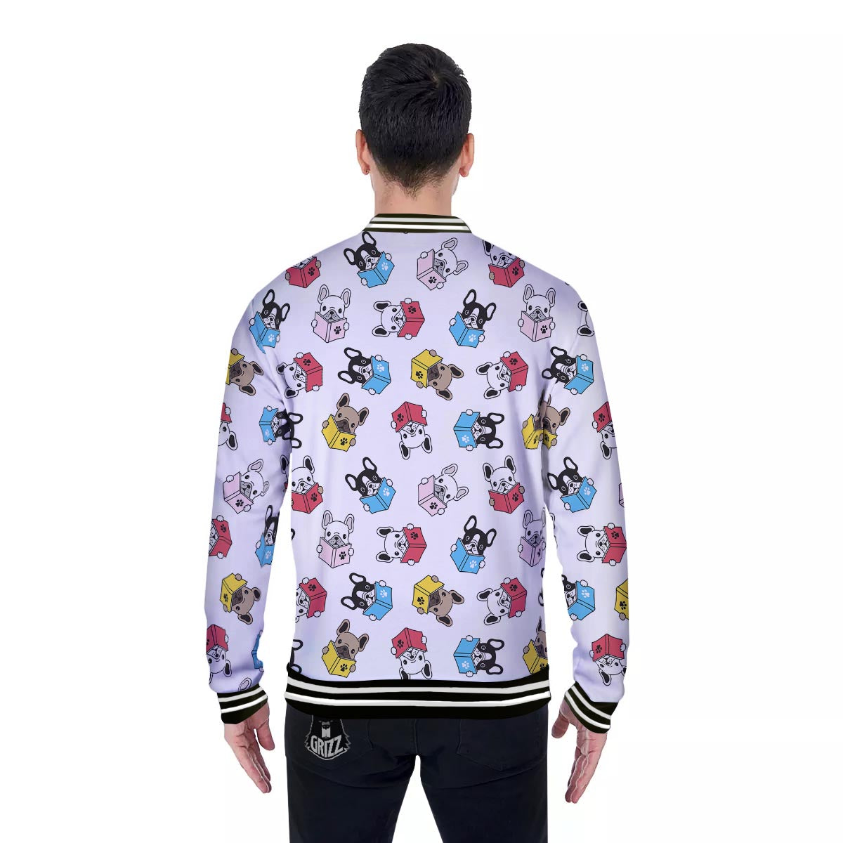 Reading Book Polar Bear Print Pattern Baseball Jacket-grizzshop