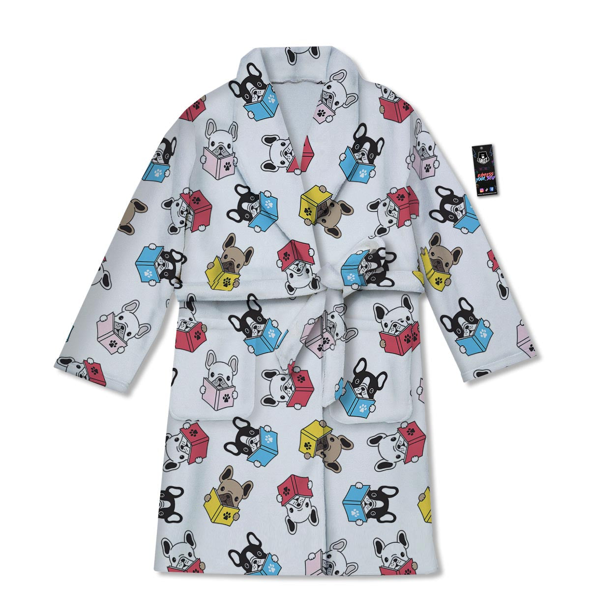 Reading Book Polar Bear Print Pattern Bathrobe-grizzshop