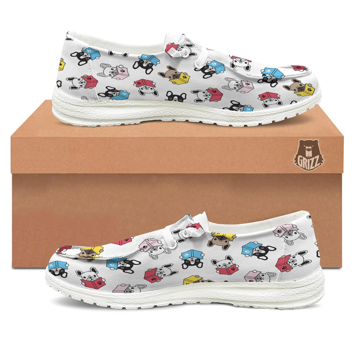 Reading Book Polar Bear Print Pattern Black Loafers-grizzshop