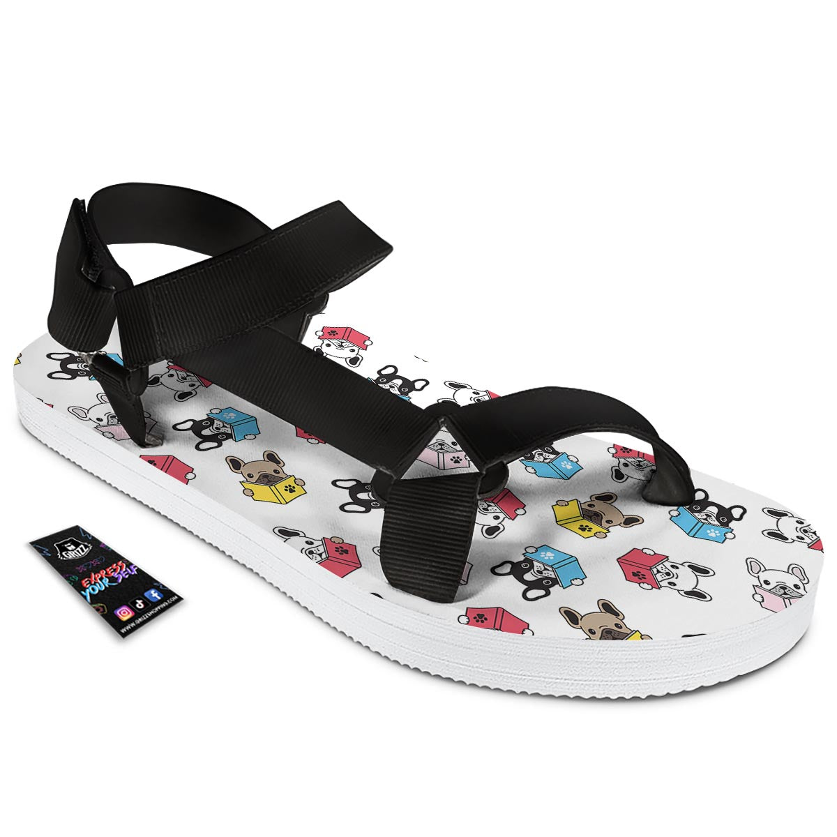 Reading Book Polar Bear Print Pattern Black Open Toe Sandals-grizzshop