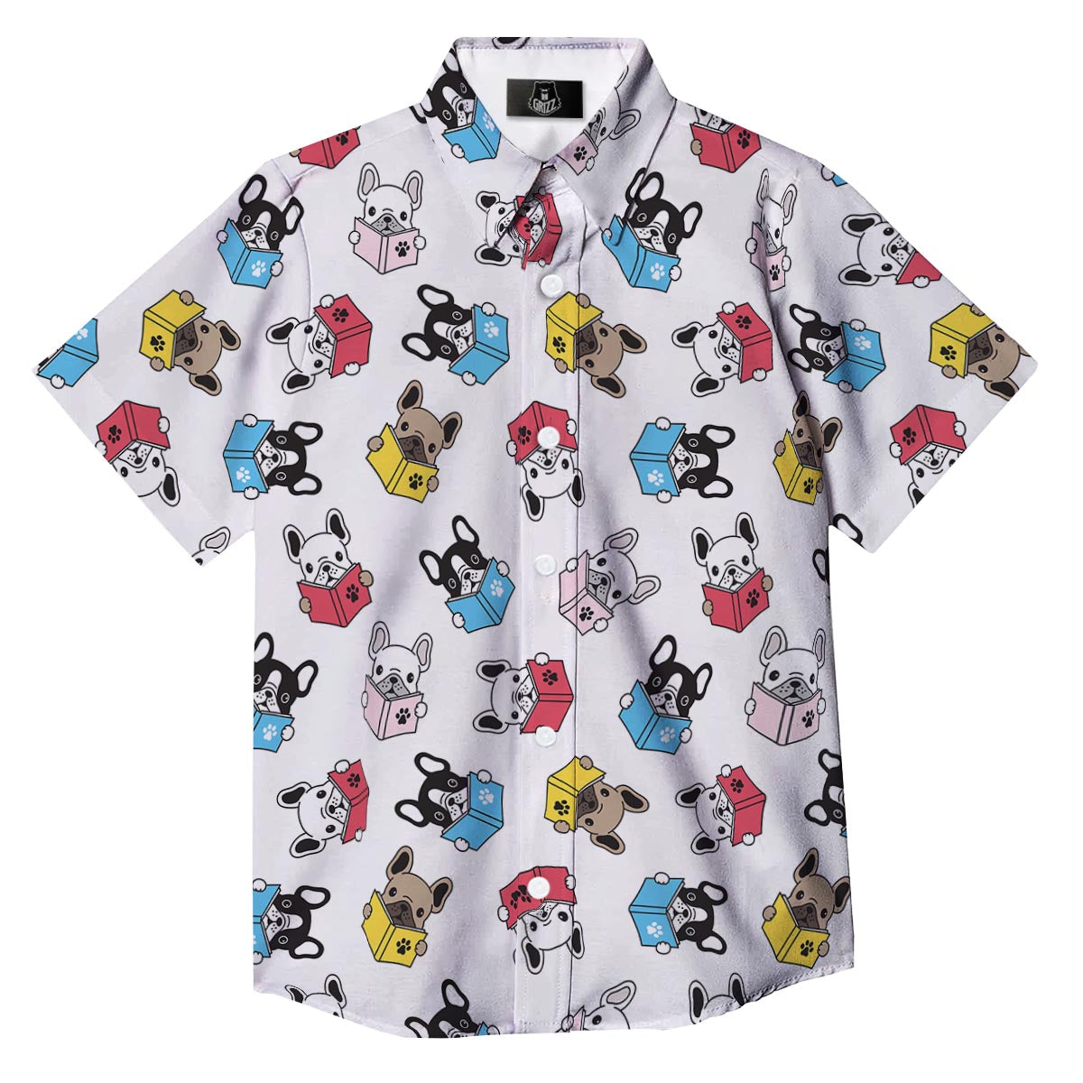 Reading Book Polar Bear Print Pattern Button Up Shirt-grizzshop