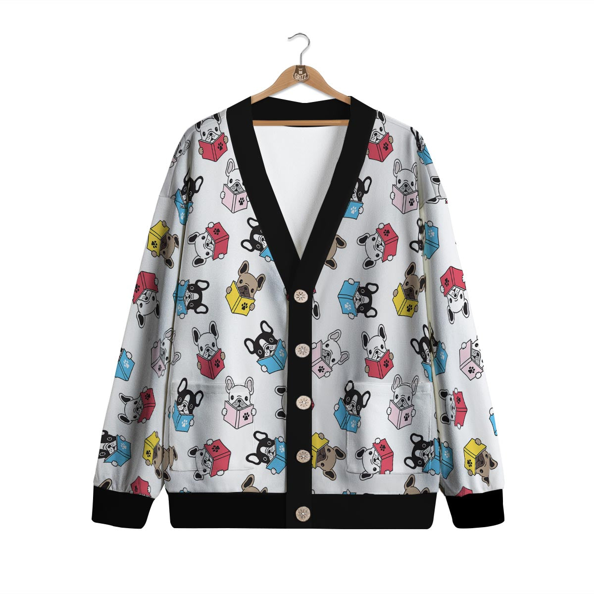 Reading Book Polar Bear Print Pattern Cardigan-grizzshop