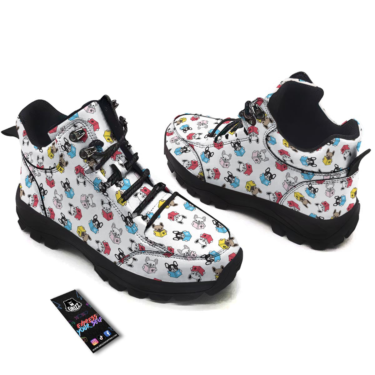 Reading Book Polar Bear Print Pattern Hiking Shoes-grizzshop
