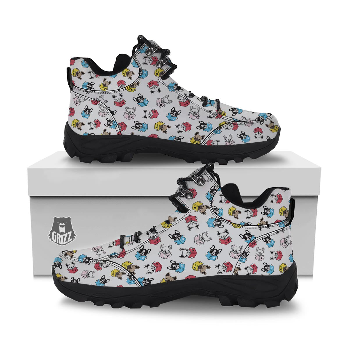 Reading Book Polar Bear Print Pattern Hiking Shoes-grizzshop