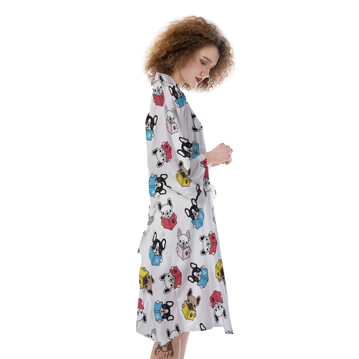 Reading Book Polar Bear Print Pattern Kimono-grizzshop