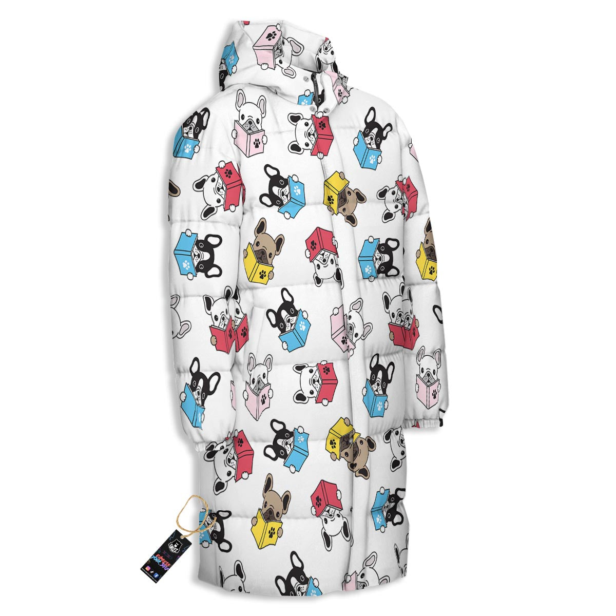 Reading Book Polar Bear Print Pattern Long Down Jacket-grizzshop