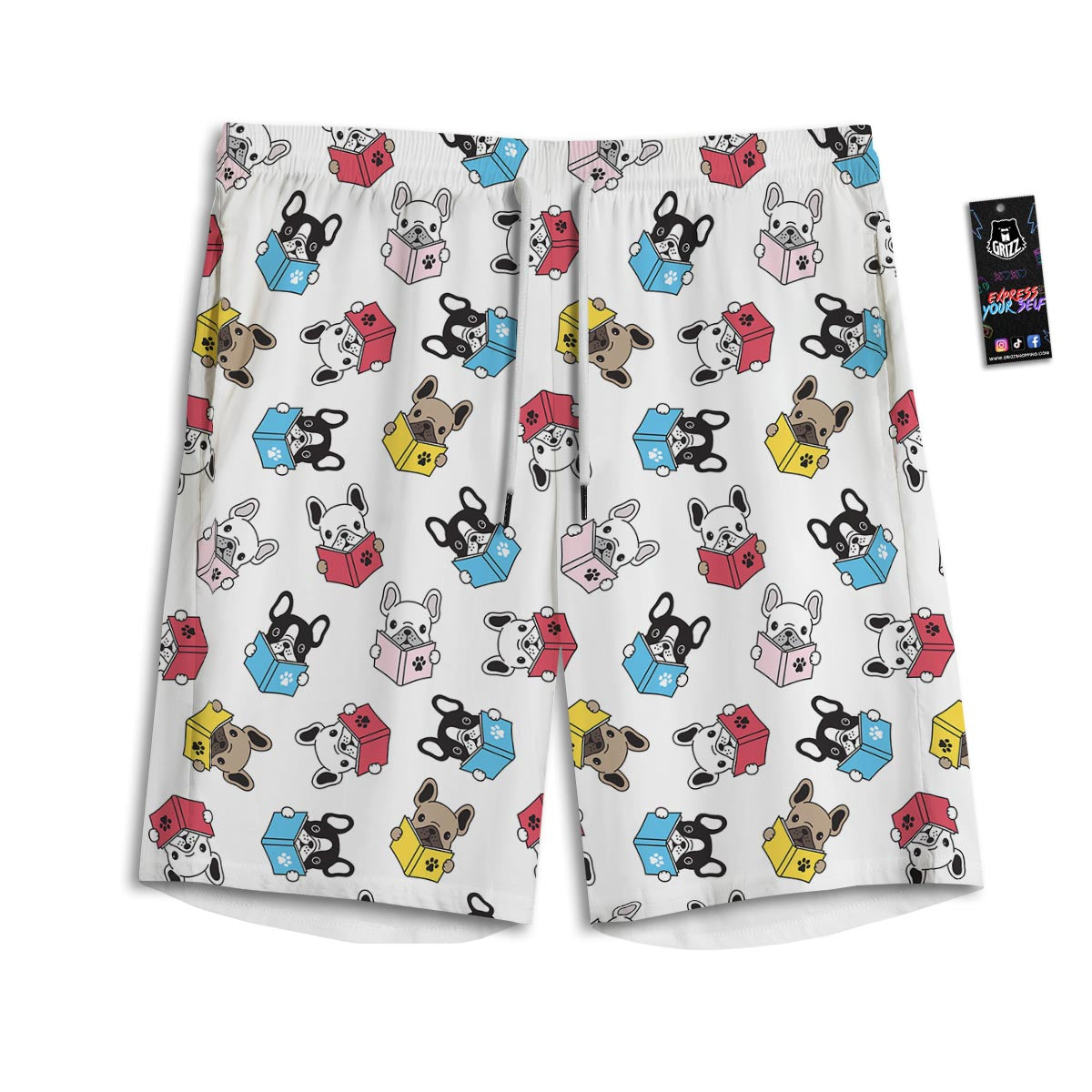 Reading Book Polar Bear Print Pattern Men's Athletic Shorts
