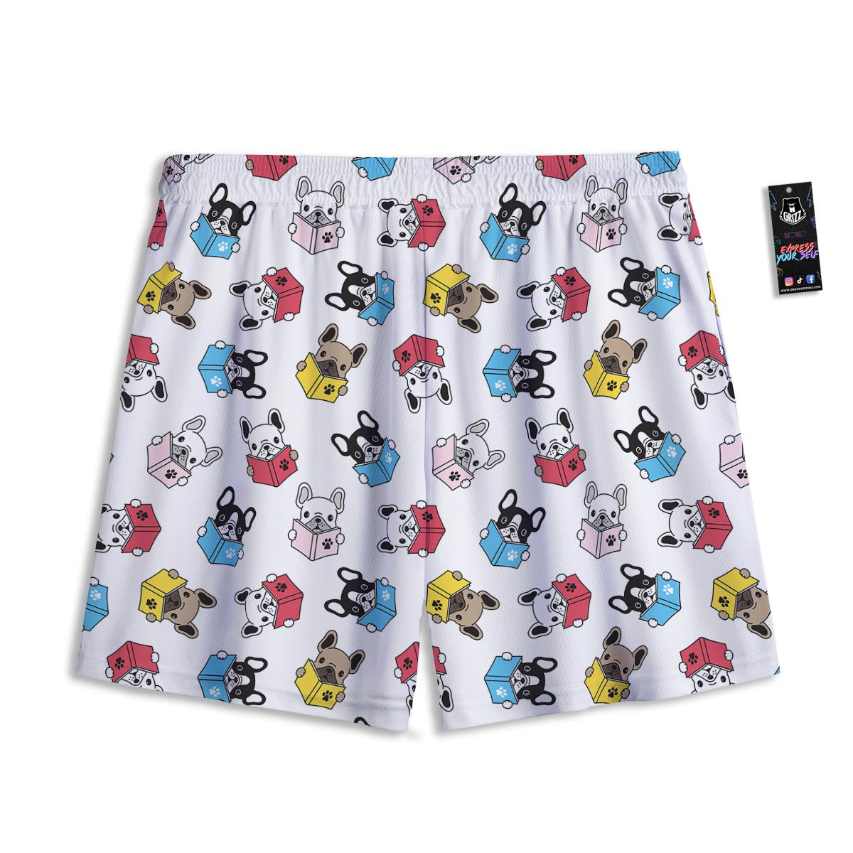 Reading Book Polar Bear Print Pattern Mesh Shorts