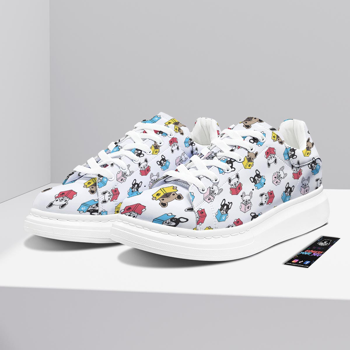Reading Book Polar Bear Print Pattern Platform Shoes-grizzshop