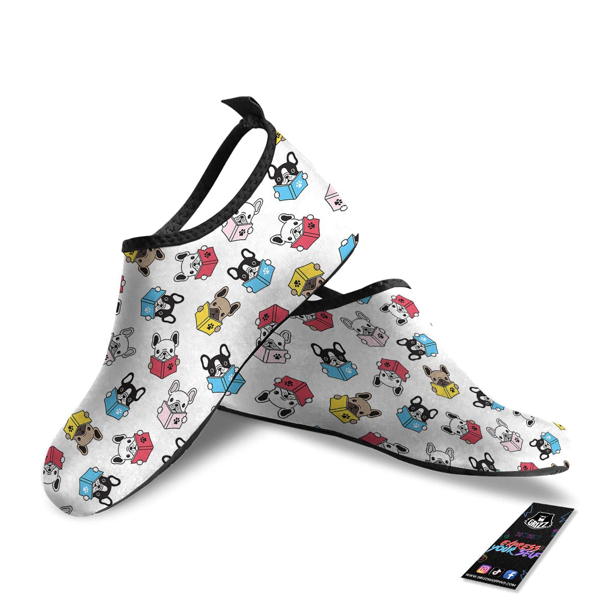 Reading Book Polar Bear Print Pattern Water Shoes-grizzshop