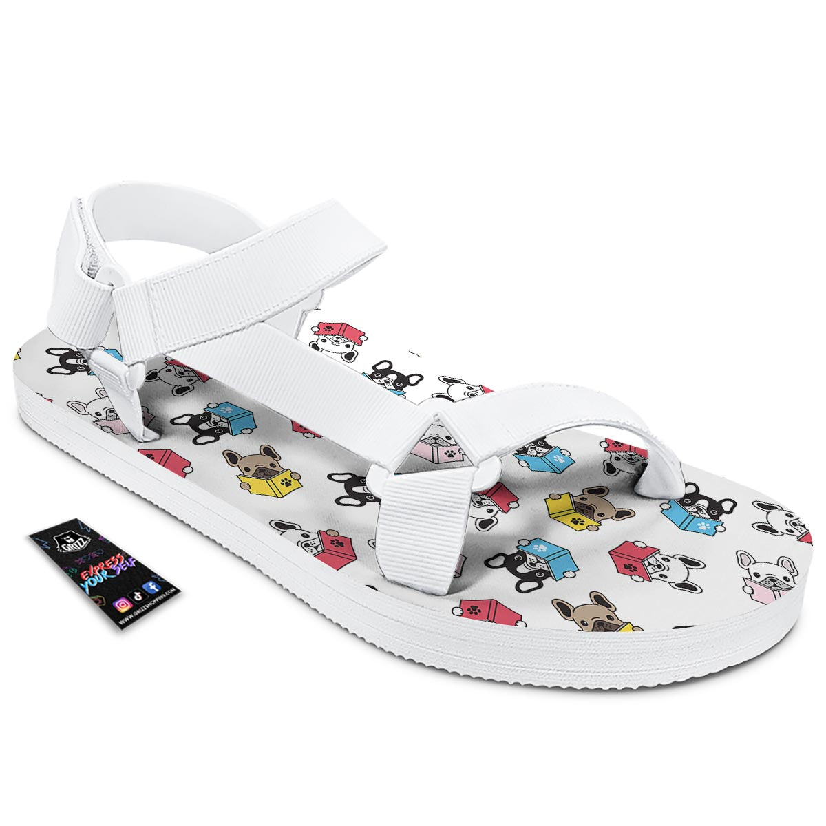 Reading Book Polar Bear Print Pattern White Open Toe Sandals-grizzshop