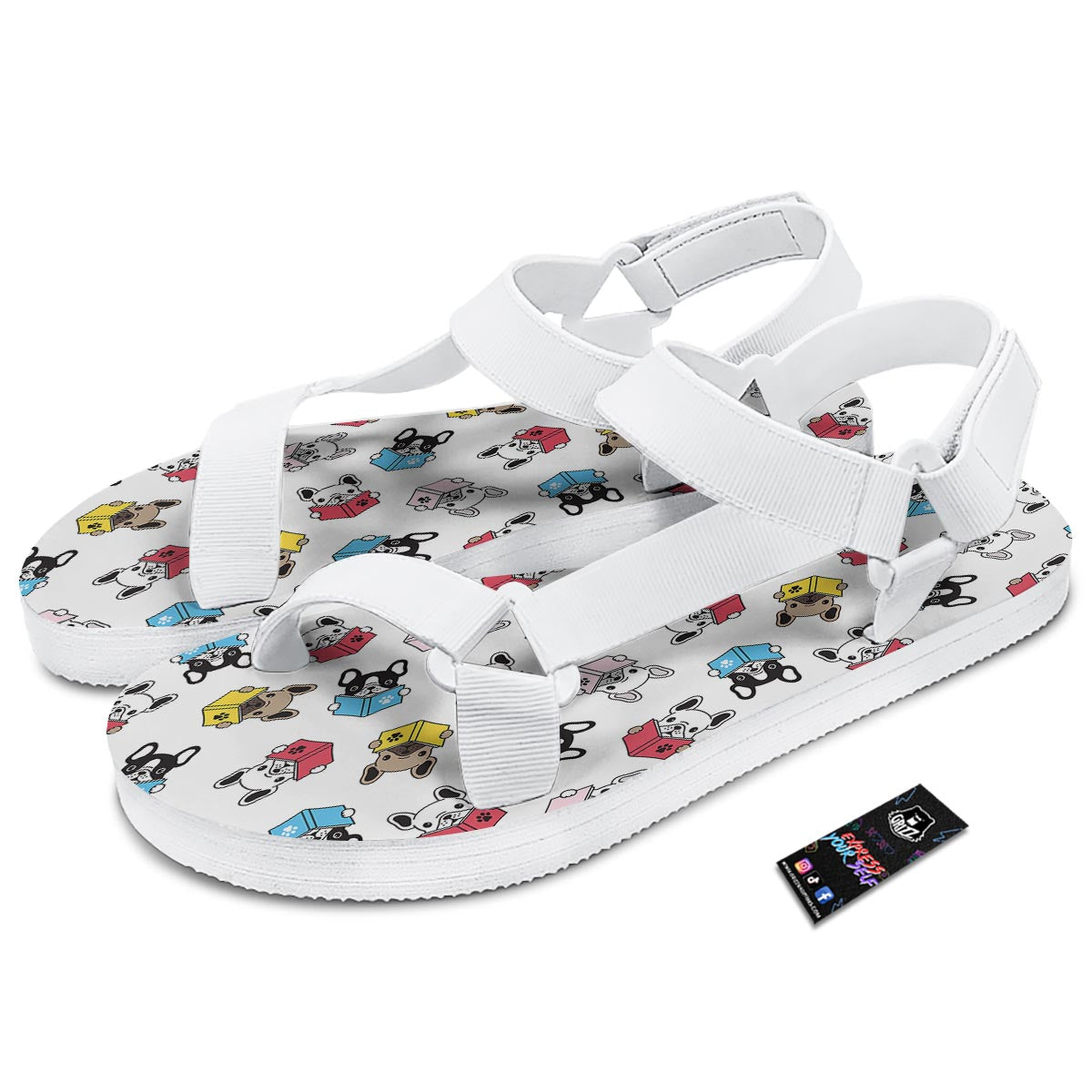 Reading Book Polar Bear Print Pattern White Open Toe Sandals-grizzshop
