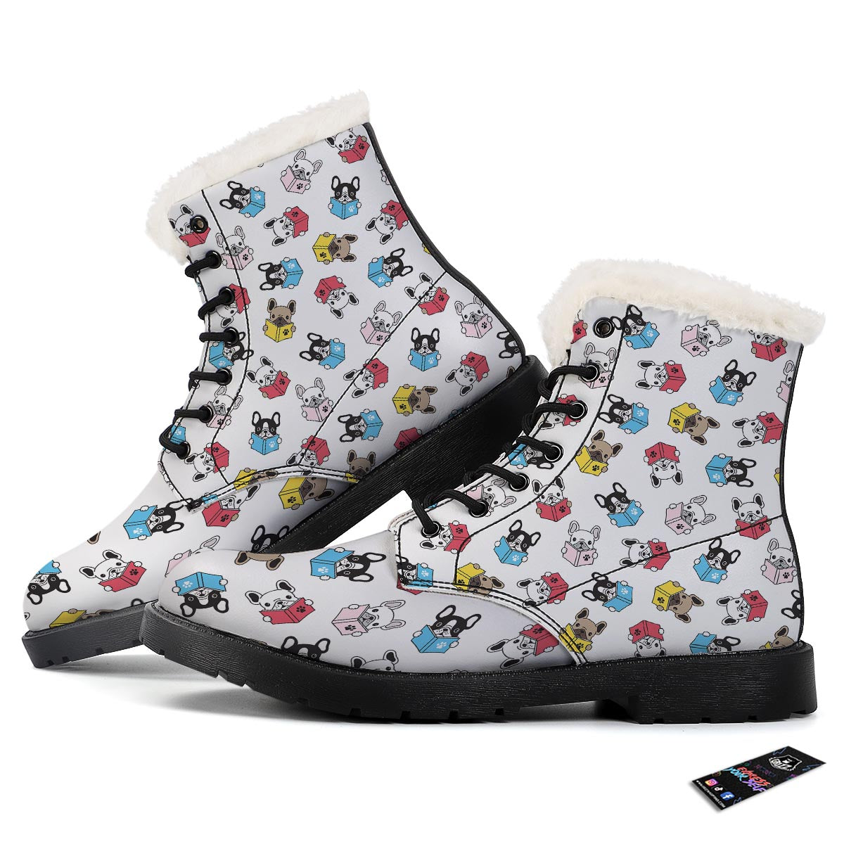 Reading Book Polar Bear Print Pattern Winter Boots-grizzshop