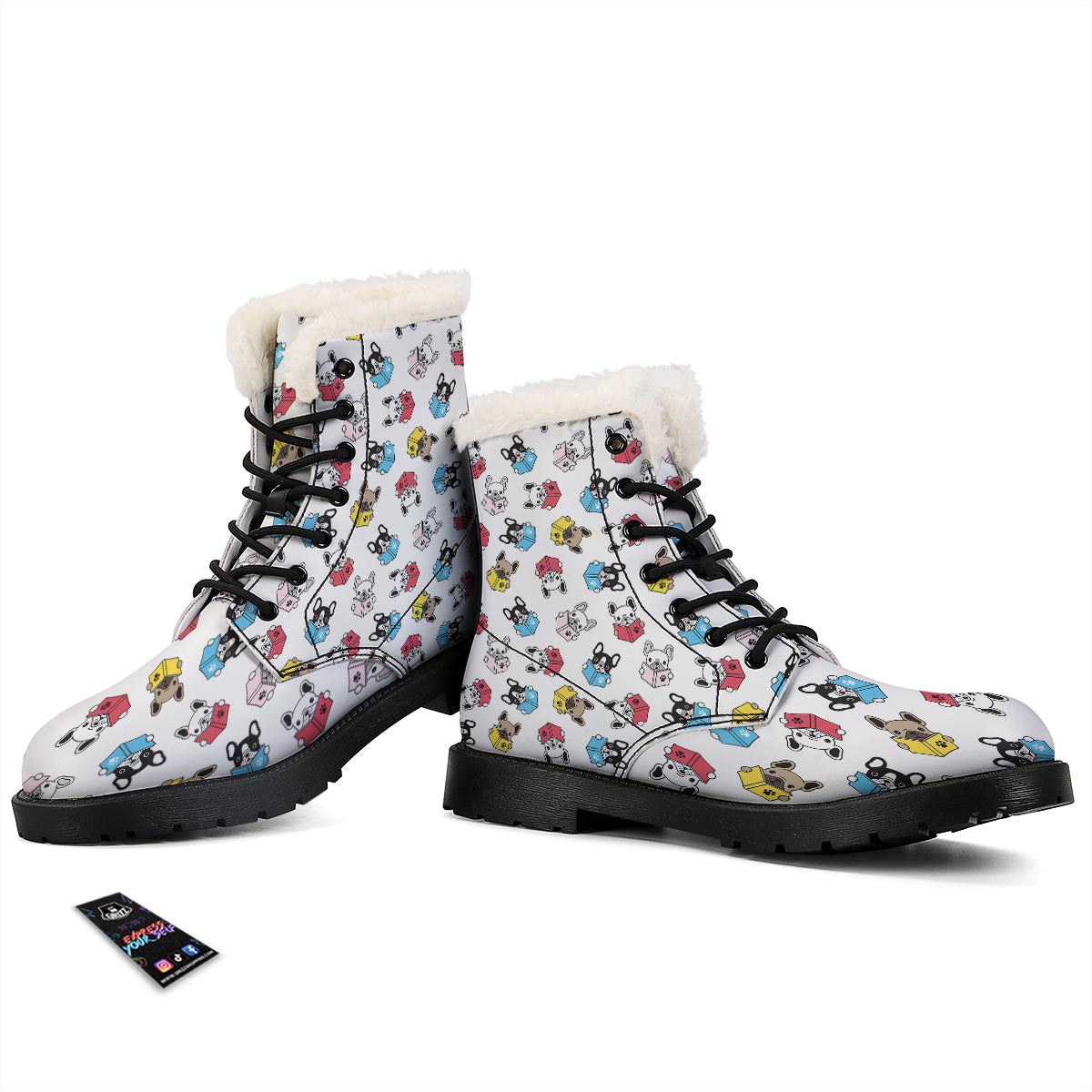 Reading Book Polar Bear Print Pattern Winter Boots-grizzshop