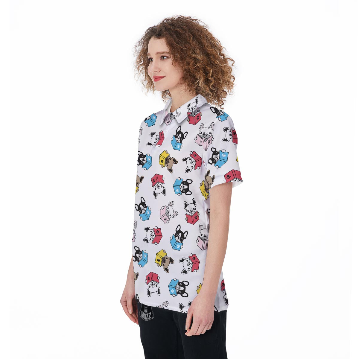 Reading Book Polar Bear Print Pattern Women's Golf Shirts-grizzshop