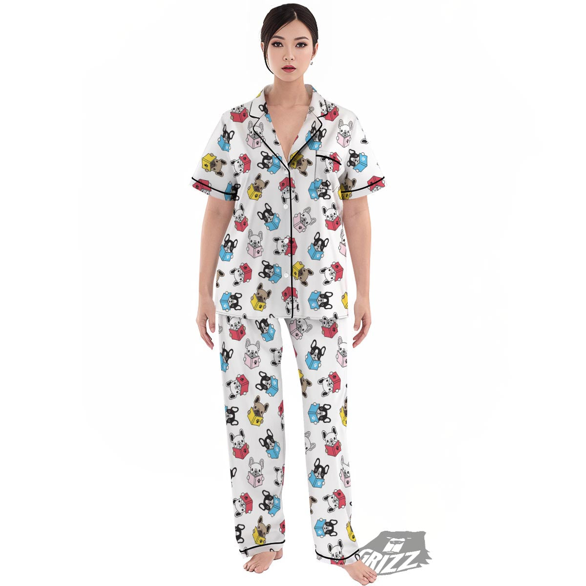 Reading Book Polar Bear Print Pattern Women's Pajamas Set-grizzshop