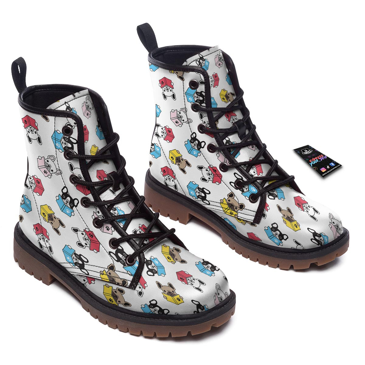Reading Book Polar Bear Print Pattern Work Boots-grizzshop