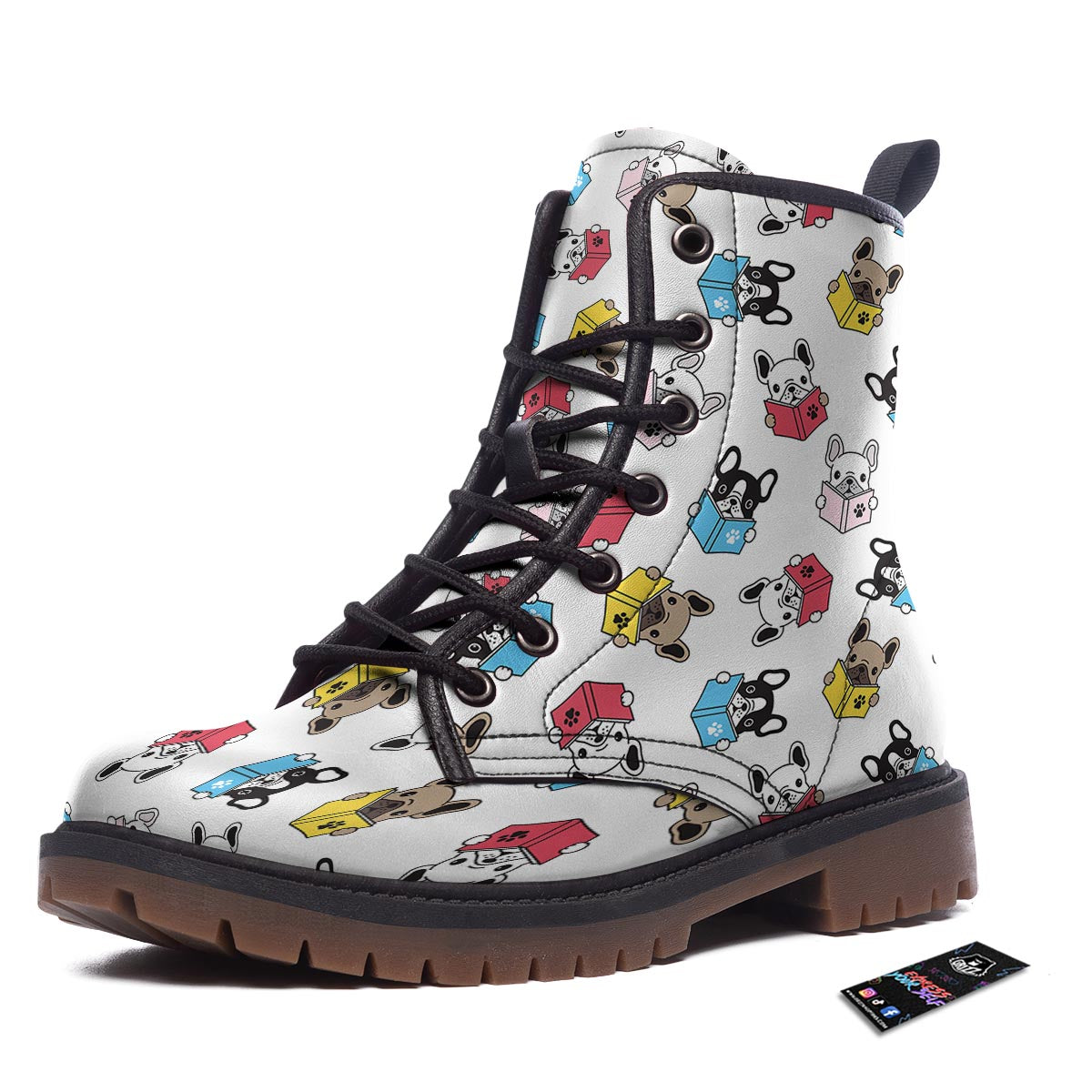 Reading Book Polar Bear Print Pattern Work Boots-grizzshop