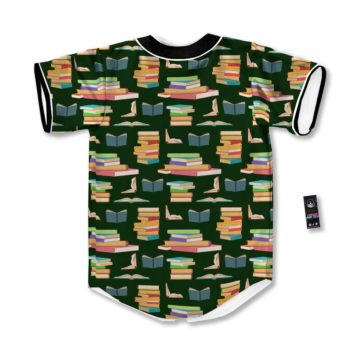 Reading Books Pile Print Pattern Baseball Jersey-grizzshop