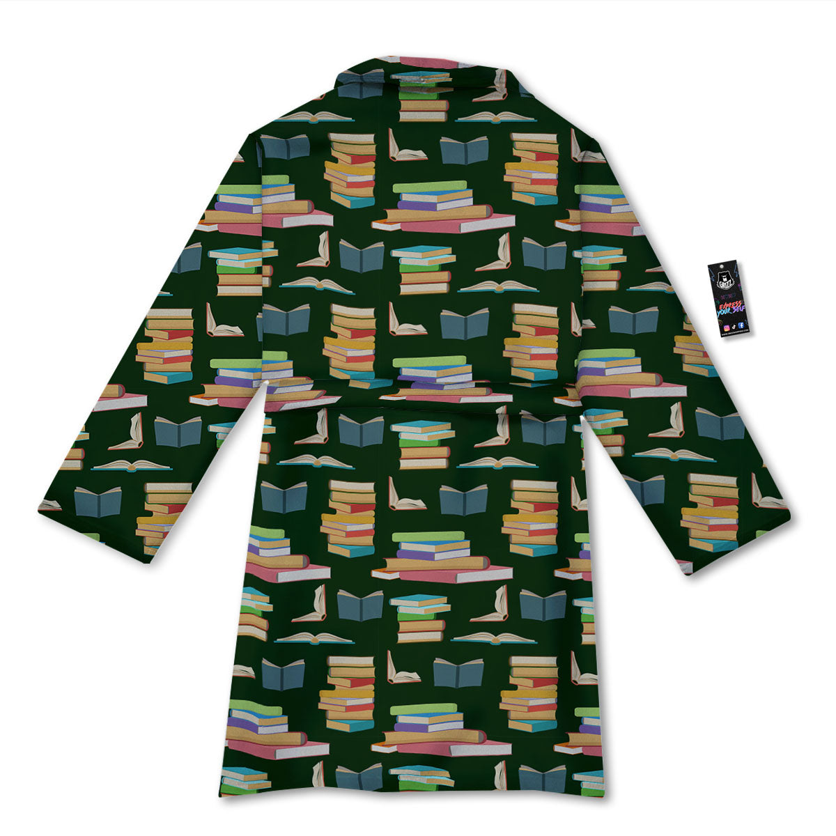 Reading Books Pile Print Pattern Bathrobe-grizzshop