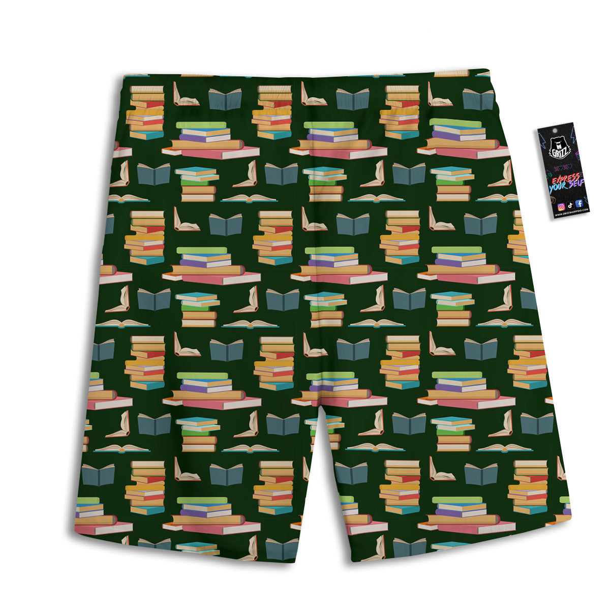 Reading Books Pile Print Pattern Men's Athletic Shorts