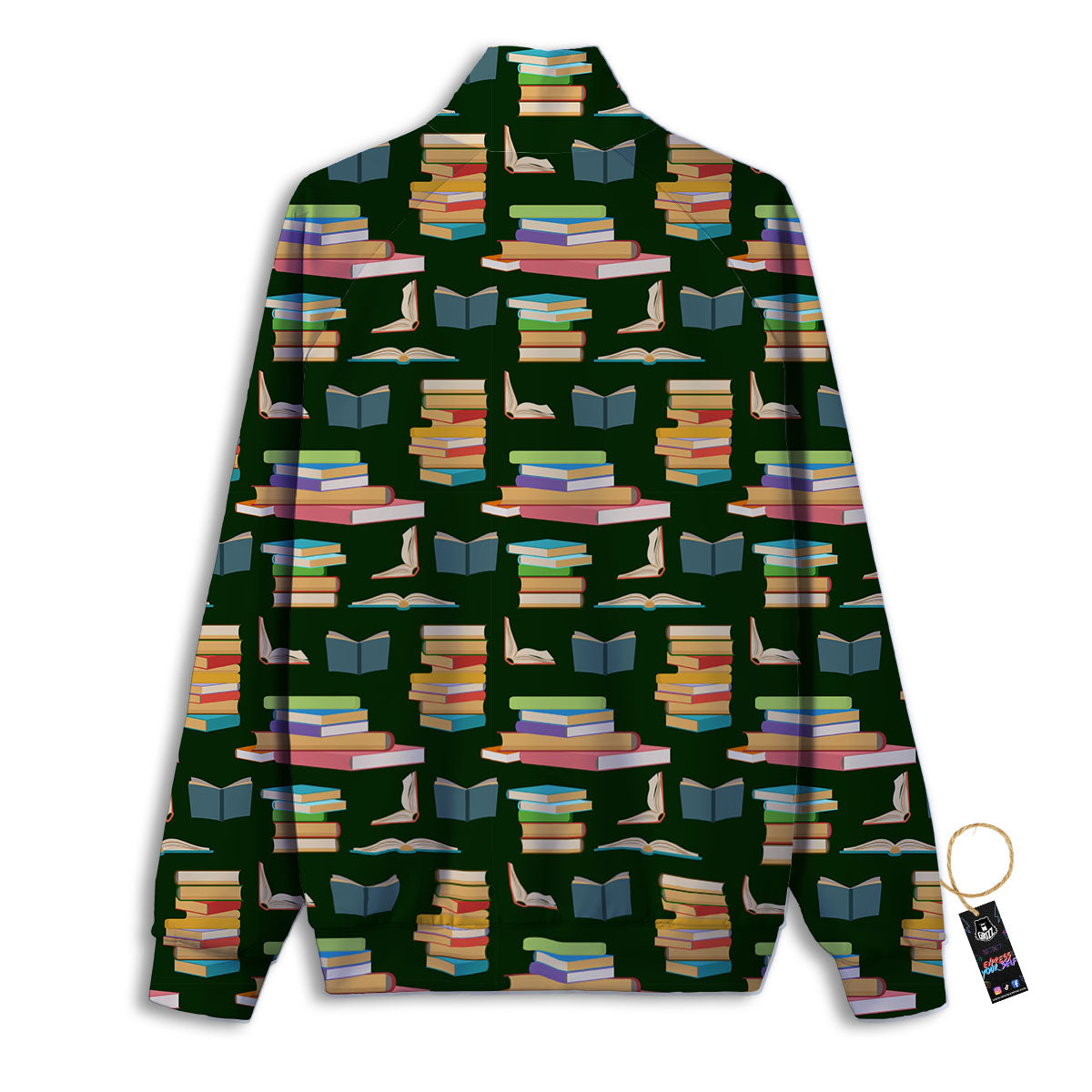 Reading Books Pile Print Pattern Track Jacket-grizzshop