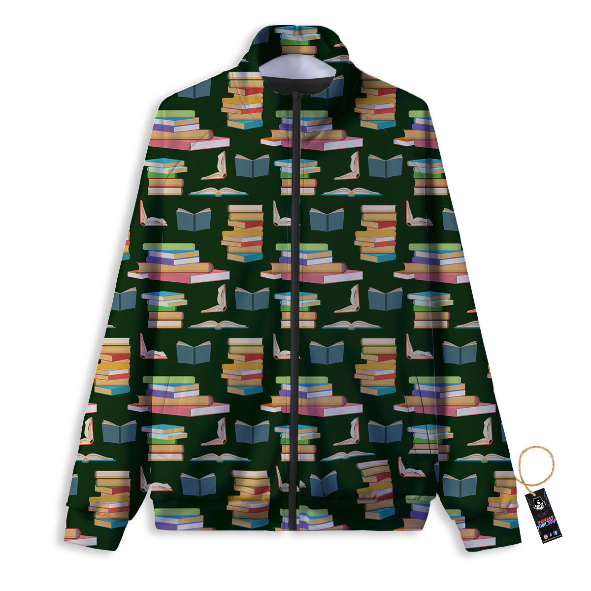 Reading Books Pile Print Pattern Track Jacket-grizzshop